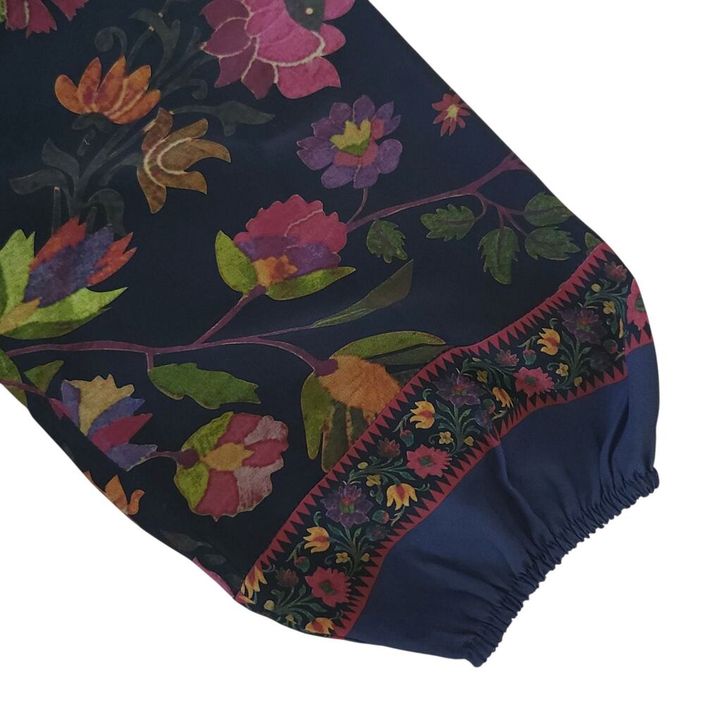 MES DEMOISELLES Digitale floral silk kaftan boho midi dress blue black Size 34 2 - Picture 4 of 7